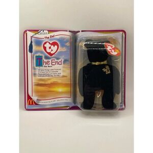 Ty Teenie Beanie Babies 2000 McDonald's The End Bear Black Plush in Book Box‎
